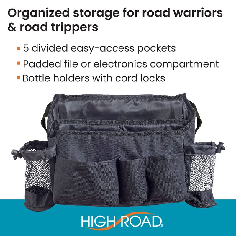 High Road SwingAway Car Front Seat Organizer with 6 Storage Pockets and 2 Bottle or Cup Holders - Image 3